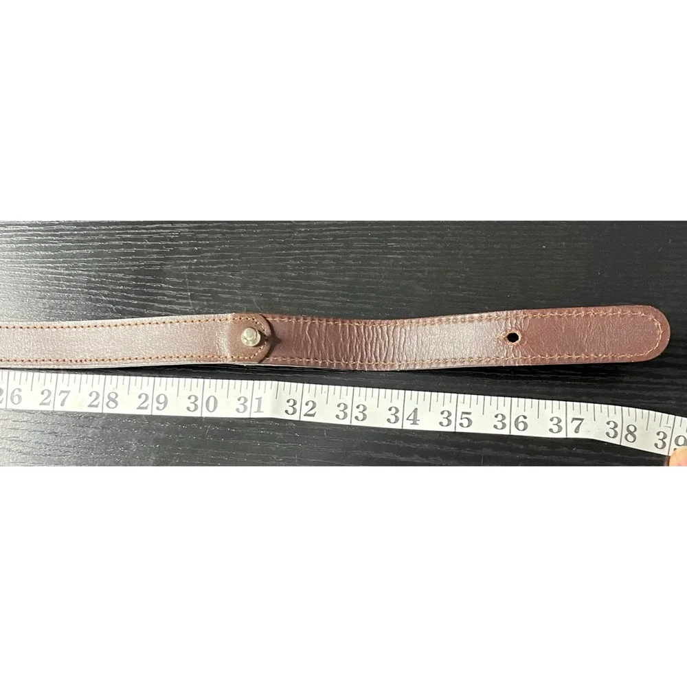 Vintage Leather Slide Adjust Belt with Teardrop Loop Buckle & Whipstitch Detail